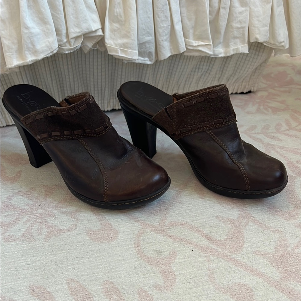 Women's Brown Leather BOC Mules